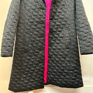 Rachel Zoe Black Quilted Coat with Pink Lining